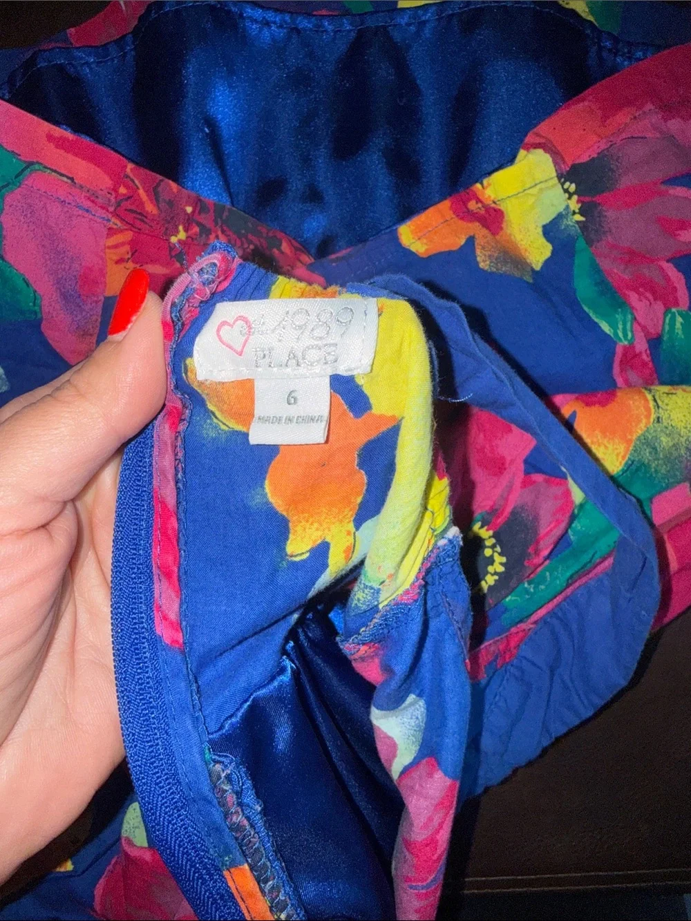 The Children's Place Bold Floral V-Neck Dress - Blue, Pink & Yellow - Picture 4 of 4
